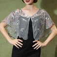 thumbnail image 4 of Sparkling Beaded Evening Shawl reathable Shoulder for Women Floral Lace-Trim Wrap for Weddings Galas & Special Occasions, 4 of 8
