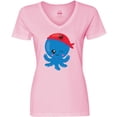 thumbnail image 3 of Inktastic Pirate Octopus, Blue Octopus With Red Pirate Hat Women's V-Neck T-Shirt, 3 of 5