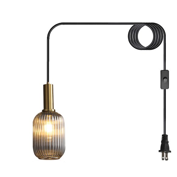 Plug In Pendant Light Fixtures Glass Dining Room Kitchen Island Glass Gray Swag Lamp Hanging Pendant Light Plug In