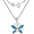 thumbnail image 1 of Sterling Silver Synthetic Opal Butterfly Necklace for Women Hand Inlay 5/8 inch 20 inch ROPH_25, 1 of 4