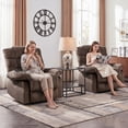 thumbnail image 2 of Bonzy Home Set of 2 Massage Recliner Chairs, Manual Fabric Recliners with Heat & Vibration, Reclining Sofa Chair for Living Room, Brown, 2 of 5