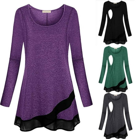 - Women Pregnant Maternity Clothes Nursing Tops Breastfeeding T-Shirt Blouse USA