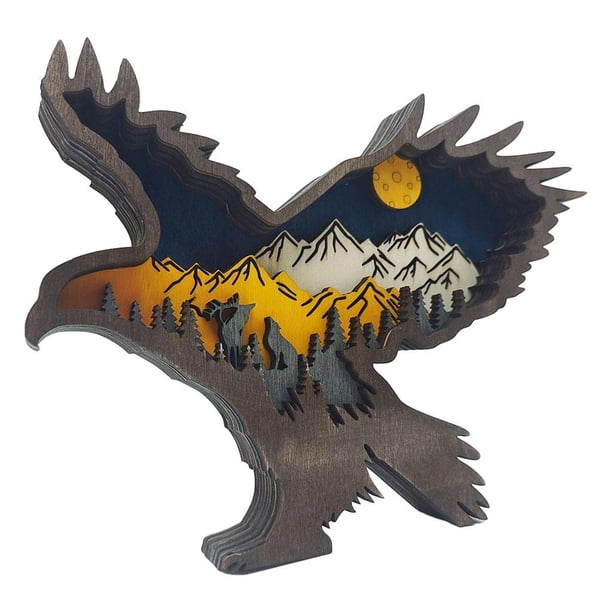 Adornos de águila Artesanía Animal Talla de madera Decoración Escultura Manualidades para sin luz