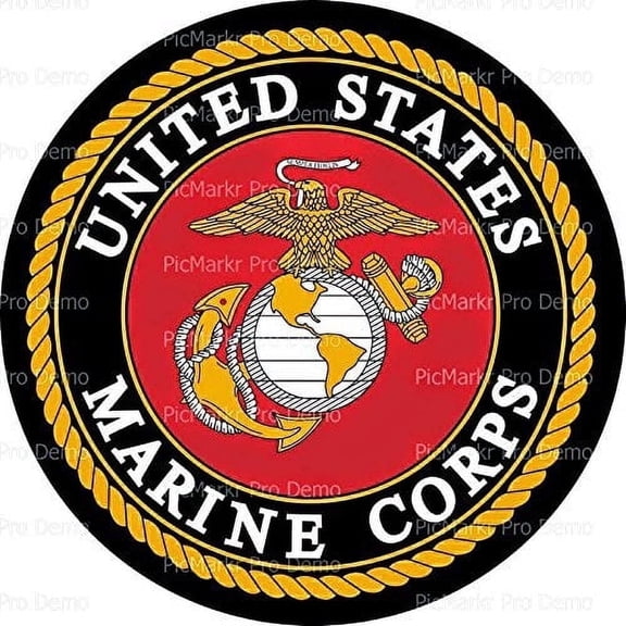 6 Round Cake - United States Marine Corps Emblem - Edible Cake or Cupcake Topper