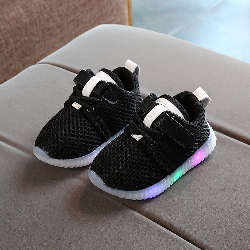YONGFU Toddler Kids Baby Girls Crystal Bowknot Light Up Shoes Sports LED Shoes Dancing Sneakers Running Shoes 1-6Years Black-6#D, 2-2.5T