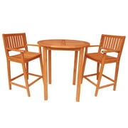 Bar Height Round Table with 2 Stools - Oiled Finish
