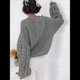 thumbnail image 5 of Suéteres de Mujer de Otoño, de Punto , de Larga, Cuello Redondo, Suéteres Holgados y Gruesos. Gris S, 5 of 9