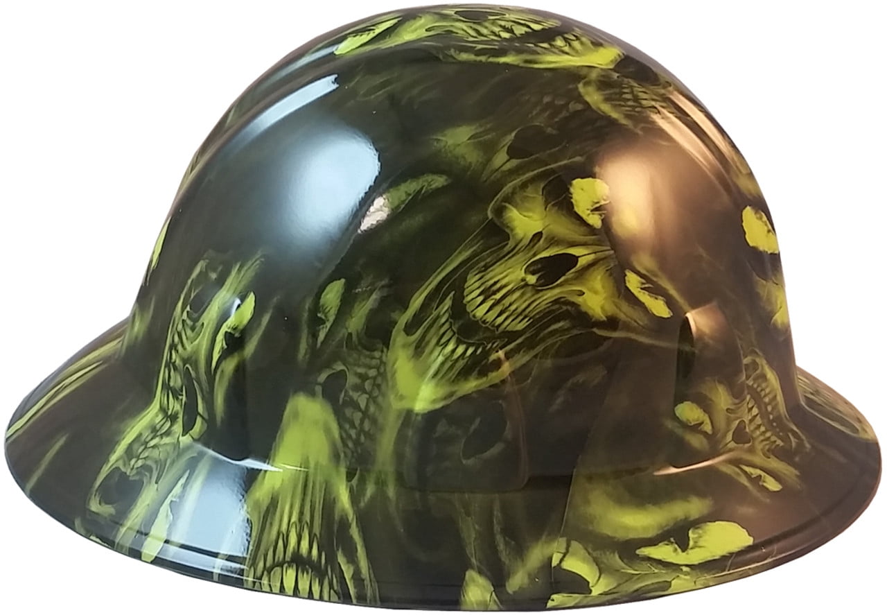 Hades Green Hydro Dipped Hard Hats Full Brim Style