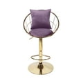 thumbnail image 5 of Velvet Bar Stools Set of 2, Pure Gold Plated Swivel Counter Height Bar Stools with Height Adjustable, 360 Degree Rotation Upholstered Bar Chair with 1 Thick Pillow for Dinning Room and Bar, Purple, 5 of 8