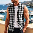 thumbnail image 4 of Atkumj Plaid Vest for Men Versatile Turn Down Collar Button Up Vest Fashion Loose Color Block Sleeveless Shirts for Men for Relaxed Daily Outfit S, 4 of 8