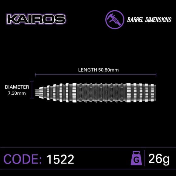 Winmau Kairos 2 Steel Tip Dart Set 26 gram 90% Tungsten Alloy