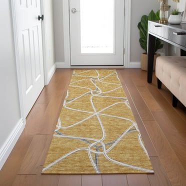 Addison Rugs Chantille Indoor/Outdoor Transitional Geometric Gold Washable Runner Rug, 2'3" x 7'6"