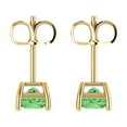 thumbnail image 4 of 14K Solid Gold Push Back Stud Earrings for Women | 2 cttw Princess Cut Simulated Green Diamond | Yellow Gold, 4 of 5