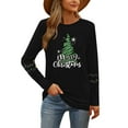 thumbnail image 4 of Merry Christmas Sweatshirts For Women Holiday Long Sleeve Shirts Letter Print Crewneck Pullover Oversized Tops, 4 of 7