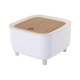 thumbnail image 2 of Bote de basura de escritorio con tapa | Aislamiento de olores con una sola pulsación de botón | Mini cesta de basura de plástico para oficina, sala de estar, dormitorio, automóvil | Pies, 2 of 6