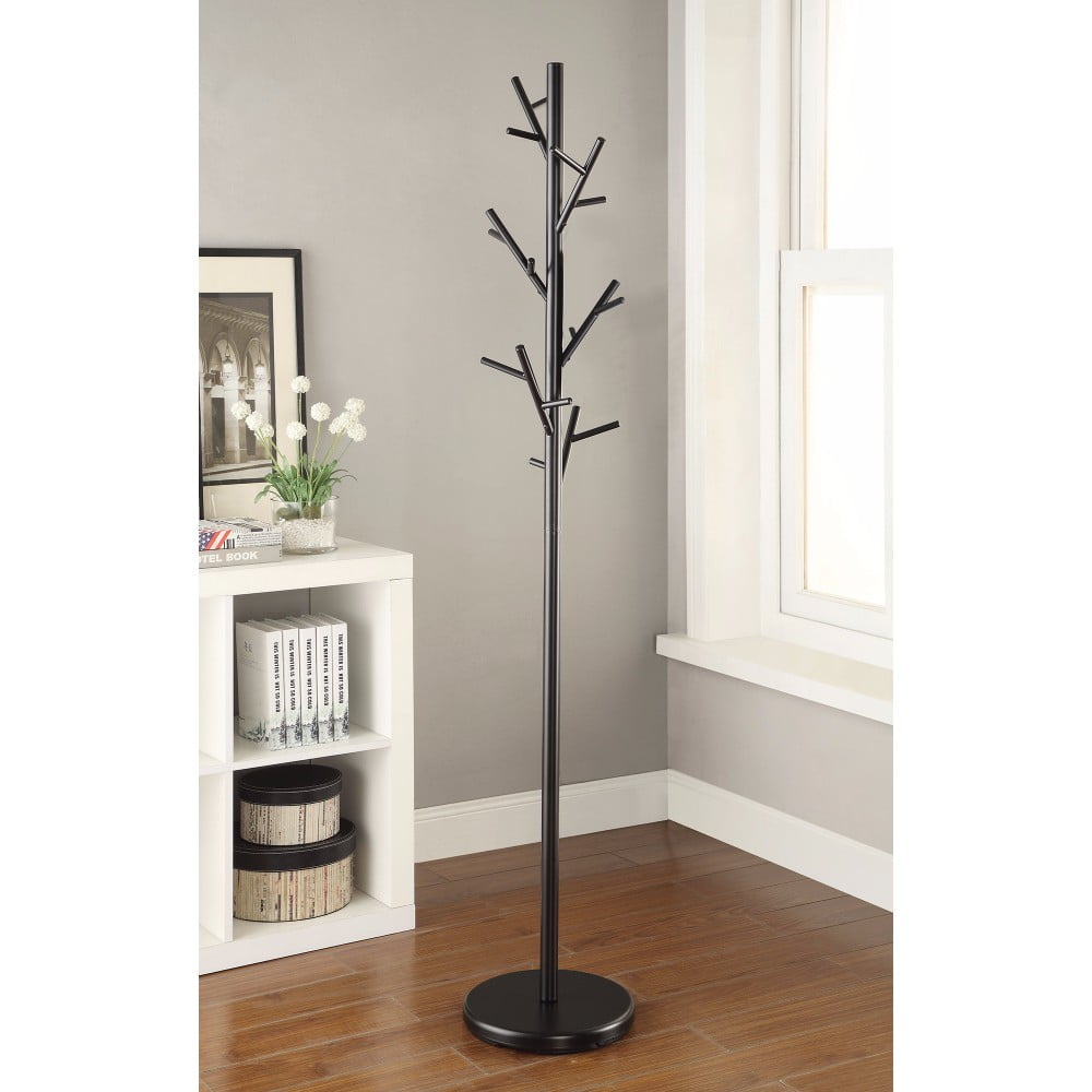 Shiny Twig Style Metal Coat Rack, Black