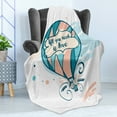 thumbnail image 4 of All You Need Is Love Soft Flannel Fleece Throw Blanket, Hot Air Balloon in Pastel Color Shades with Flowers Valentines Text, Cozy Plush for Indoor and Outdoor Use, 50" x 60", Multicolor, by Ambesonne, 4 of 5