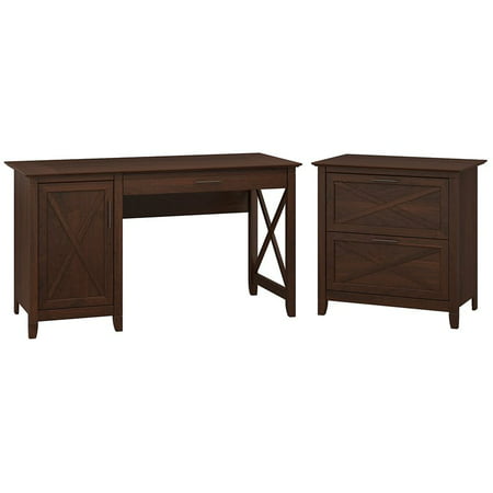 Key West Computer Desk With Storage And Lateral File Cabinet In