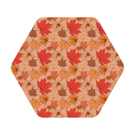

Zeuib Yellow And Red Maple Leaves Print Set of 6 Coasters for Drinks Glass & Cups Stain Protection Table Coaster Set Decorative Coffee Cup Coasters Housewarming Gift for Home Decor Hexagon