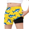 thumbnail image 2 of Danhjin Swim Trunks for Kids Boys Teens Summer Graphic Springs Elastic Waist Beach Shorts with Compressions Liner Lightweight Fashion Swimming Surfing Print Shorts Outfit, for 5 to 15, 2 of 6