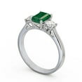 thumbnail image 2 of 1.50 Ct Emerald Cut Genuine Diamond Emerald Gemstone Shiny Three Stone Wedding Ring for her 14K White Gold Size 5, 2 of 7