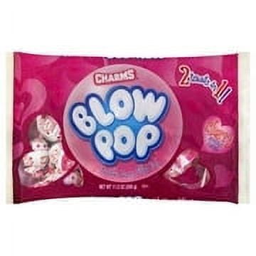 Charms Valentines Cherry Blow Pops Bubble Gum Filled Lollipops, 11.5 oz
