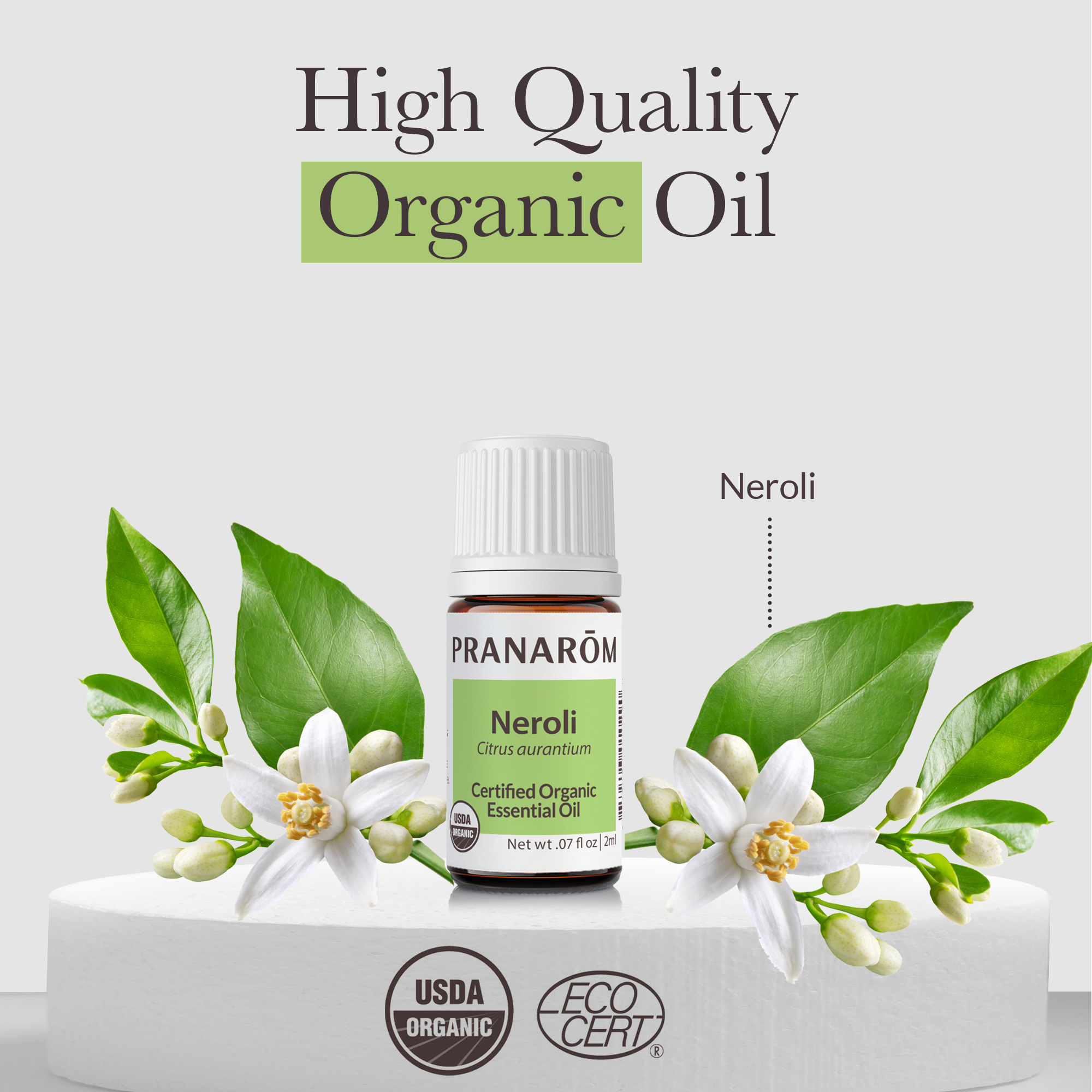 Pranarom Organic Neroli Essential Oil for Aromatherapy & Skincare