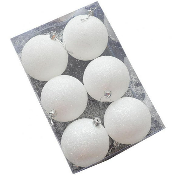 6PCS White Ornaments Balls for Christmas Tree Shatterproof Decorations, Snowballs