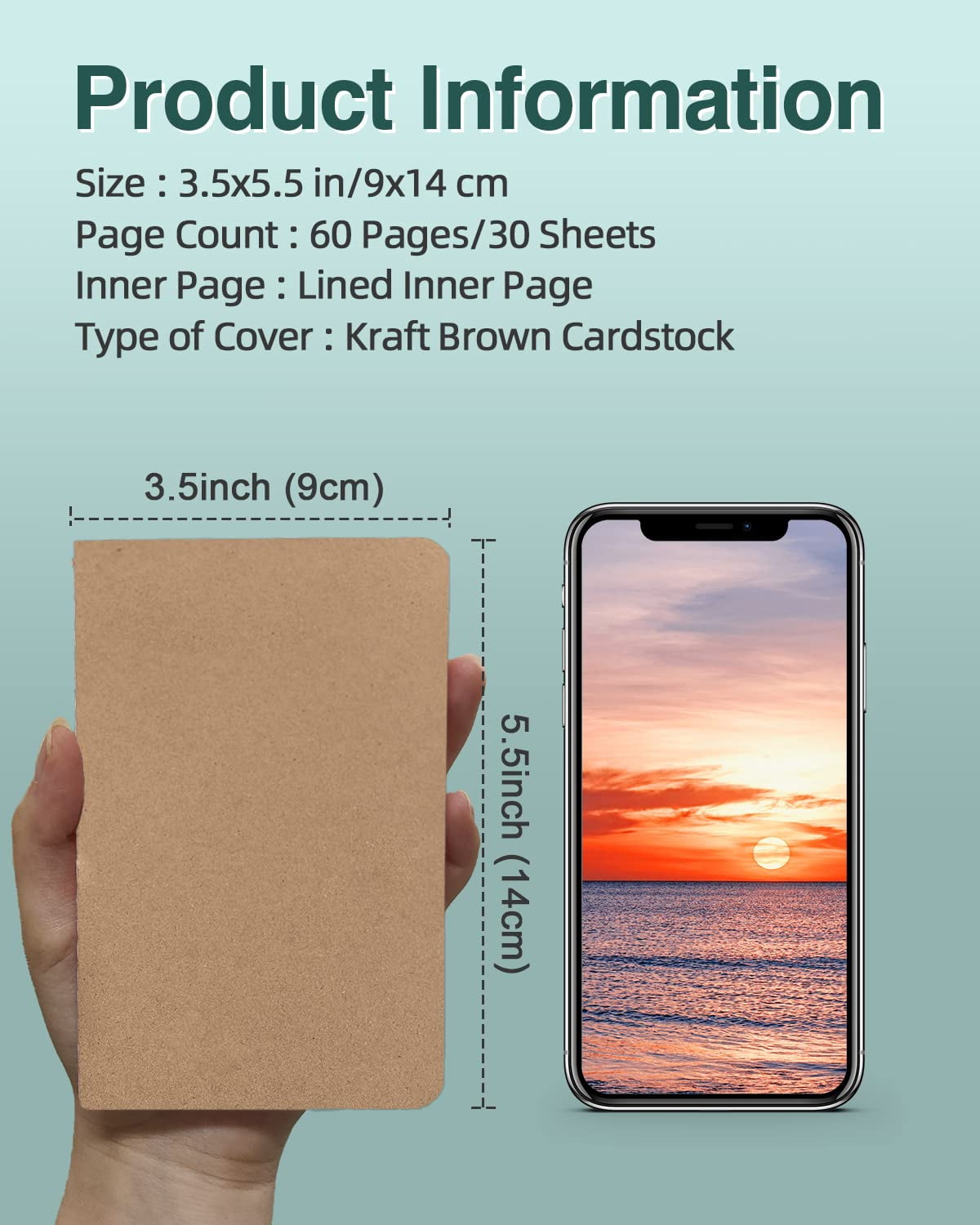 Mini Notebooks Bulk 36 Pack Small Pocket Journal Notepads-kraft Brown Cover 3.5 X 5.5 Inches  30 Sheets/60 Pages Little Notebook Size For Students Teens