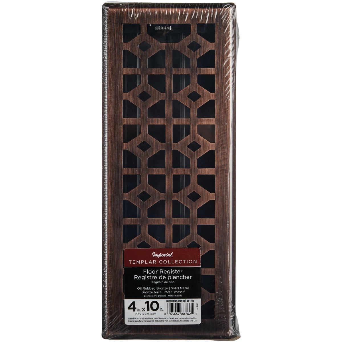 Imperial Templar Floor Register - Oil Rubbed Bronze, Adjustable Steel - 4 in x 10 in