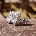 thumbnail image 2 of 4TCW Emerald Cut Lab Created Diamond Halo Stud Earrings in 14K White Gold Plated, 2 of 2