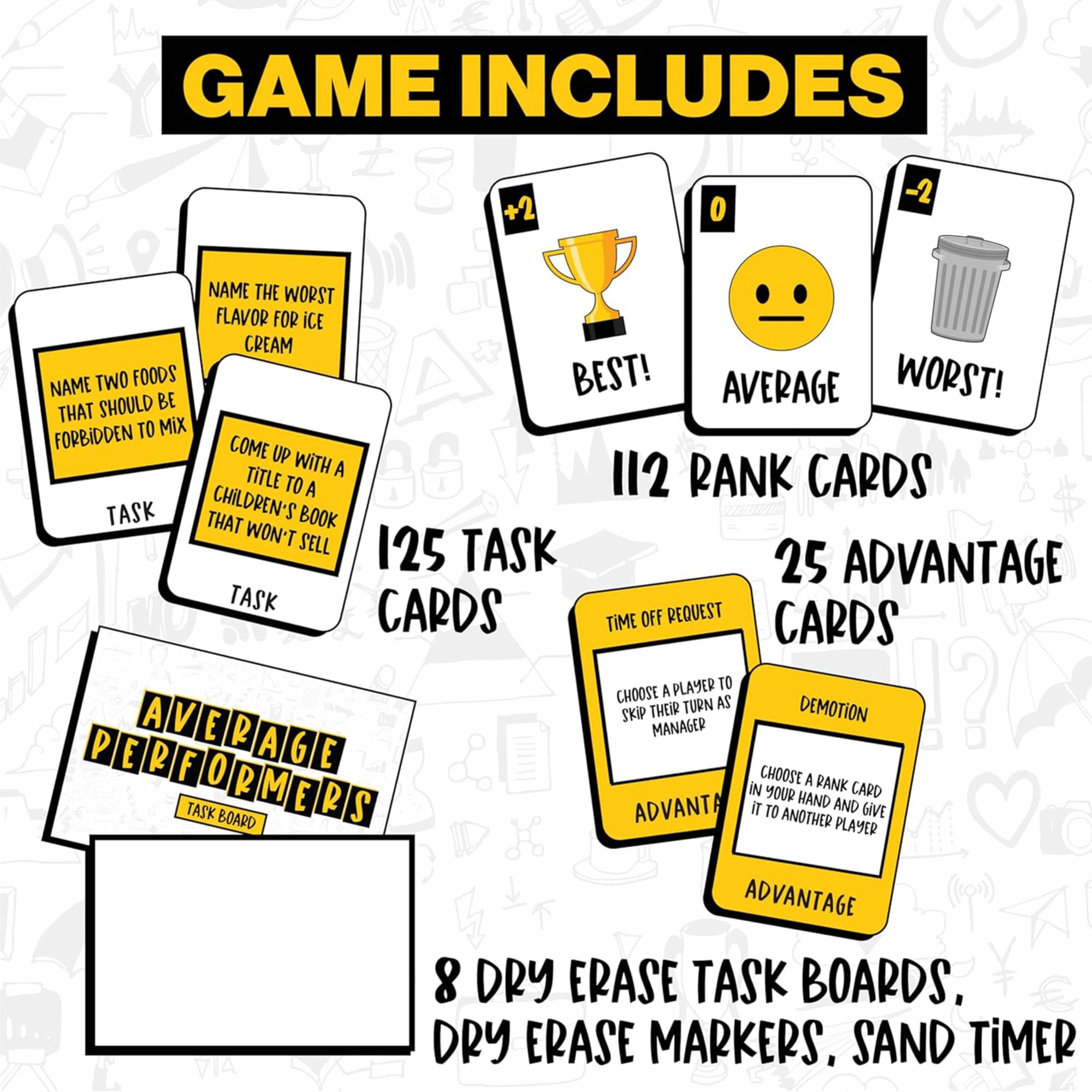 CratedWithLove: Average Performers - Family Party Game, Fun Performance Game, High Score Loses, Tasks-Advantages-Voting-Ranking, Ages 10+, 4-8 Players