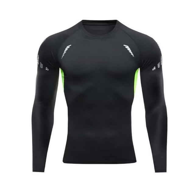 Birdeem Shirts for Men Mens Splice Colorr Exercise Close-Fitting High Resilience Round Neck Long Sleeved Tops