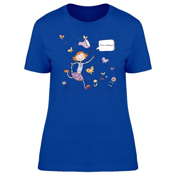 Girl Catching Butterflies Hbd Tee Women's -Image by Shutterstock