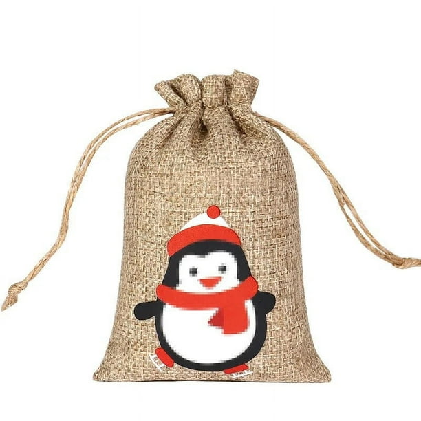 Bolsa de almacenamiento de dulces de Navidad, decoración de árbol de Navidad, medias de lino, bolsas de dulces de navidad, regalos de Papá Noel, Año Nuevo, 2023