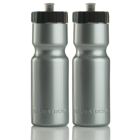 50 Strong Sports Squeeze Water Bottle 2 Pack - 22 oz. BPA Free Easy Open Push/Pull Cap - Fits in Most Bike