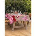 thumbnail image 2 of Outdoor Tablecloth with Umbrella Hole and Zipper, Valentine's Day Rectangle Table Cloth 54x80 Inch Waterproof Tablecloth, Gnomes Roses Loves Romantic Plaid Wood Picnic Table Cover for Patio Camping, 2 of 7