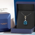 thumbnail image 5 of Gem Stone King 925 Silver and 10K Yellow Gold London Blue Topaz and White Moissanite Pendant Necklace for Women | 9.03 Cttw | Gemstone November Birthstone | Cushion 12MM | With 18 inch Chain, 5 of 7