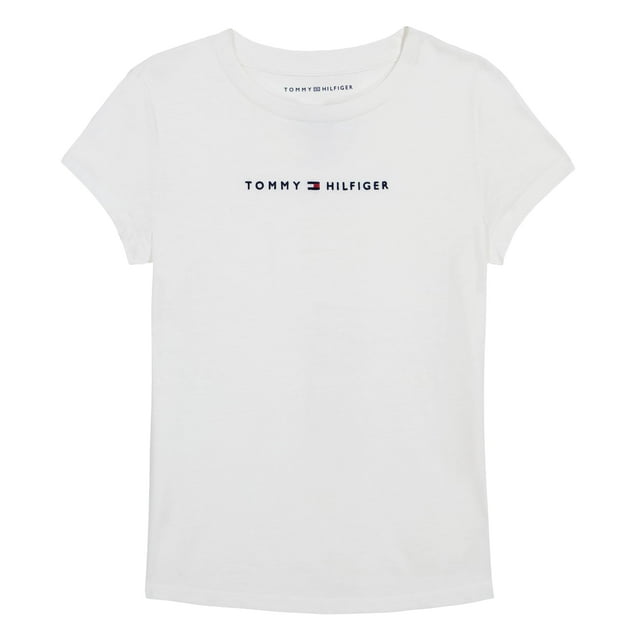Camiseta Tommy Hilfiger para niñas, manga corta, 3T, algodón blanco