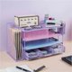 thumbnail image 1 of Organizador de escritorio con archivador y accesorios, unidad de almacenamiento de cuatro niveles para escritorio, organizador de material de oficina con cajones y dos portalápices（Morado）, 1 of 9
