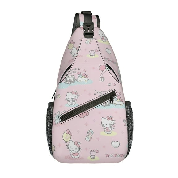 Hello kitty Sling Backpack Crossbody Sling Bag, Chest Bag Daypack Fanny Pack Cross Body Bag for Outdoors Hiking Traveling