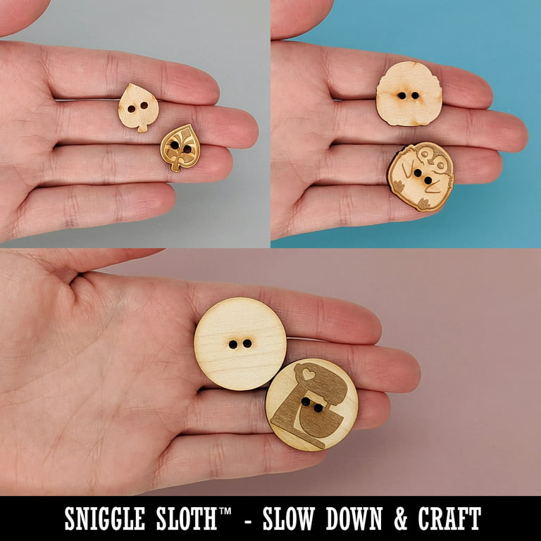 Wooden Heart Shaped Buttons for Crafts Laser Cut Wooden Buttons