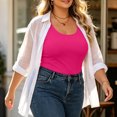thumbnail image 5 of Smupbvky Womens Plus Size Tank Tops Casual U Neck Sleeveless Vest Slim Fit Summer Trendy Basic T Shirt (XL, Hot Pink), 5 of 6