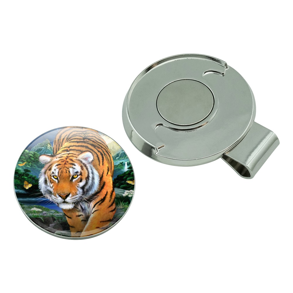 Tiger Stalking at Sunset Butterflies Golf Hat Clip With Magnetic Ball Marker - image 4 of 7
