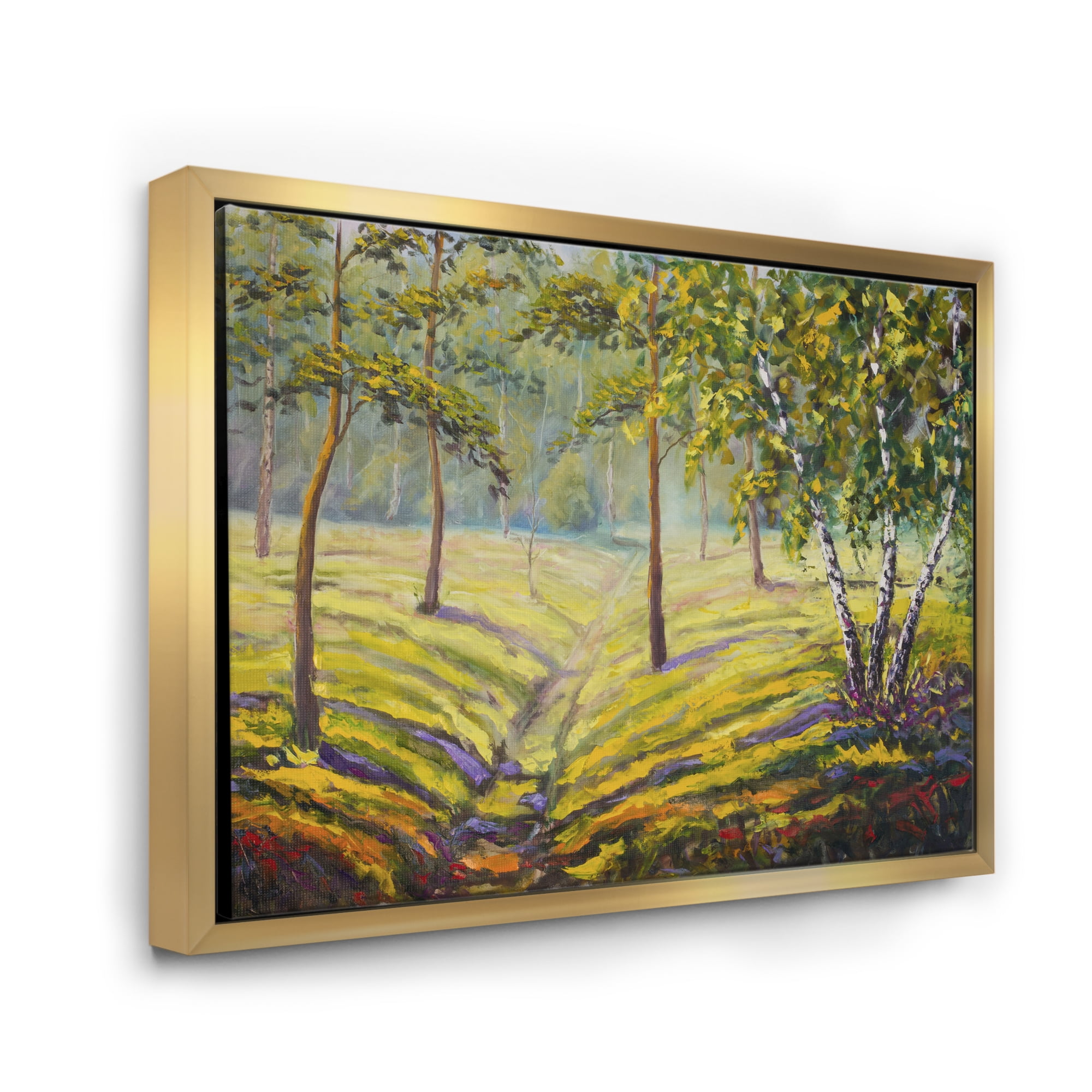 Designart 'Bushes and Pine Trees In The Forest II' Traditional Framed Canvas Wall Art Print