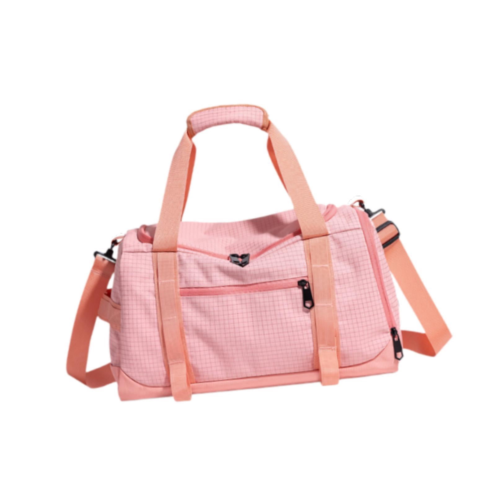 QccHieUs Gym Bag Fitness with Shoe Compartment Easy to Carry Tote Water Resistance Sports Pink