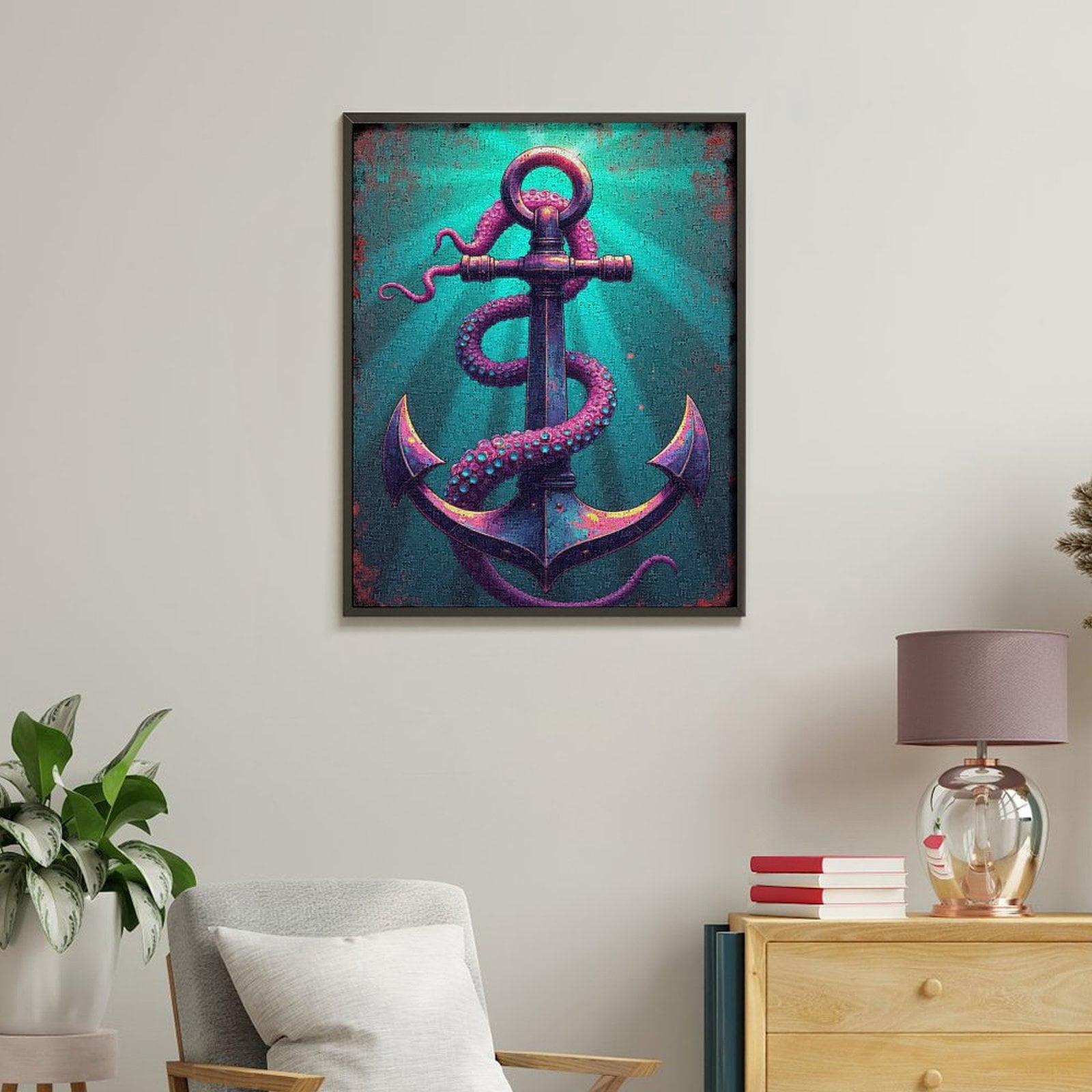 Paint By Numbers Kit for Adults Beginner - DIY Octopus Anchor Ocean Art Deco Canvas Painting Kits for Adults, Frameless Paint By Number for Adults for Home Wall Decor 16x20 Inch