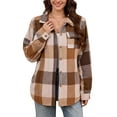thumbnail image 2 of Elvqul Jacket for Women Sherpa Button up Outerwear with Pockets Thick Lined Sweaters Plaid Womens Coat Long Sleeve, 2 of 7