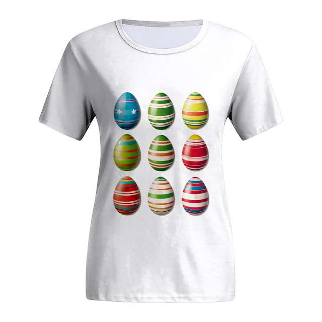 Outfmvch Chemises de Pâques pour Femmes, Chandails en Molleton à Col Rond pour Femmes, Chemises à Manches Courtes pour Femmes, Hauts de Sortie pour Femmes, T-Shirt à Manches Courtes Col Rond à la Mode, T-Shirts Graphiques pour Femmes Bleu Foncé L