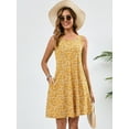 thumbnail image 2 of Chiclily Summer Sleeveless Dress Casual Beach Cover up Tank Sundress with Pockets, Yellow White Flower S, 2 of 6